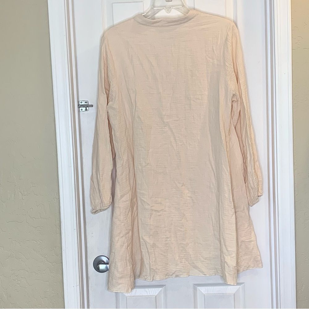 Apricot Button Down Cotton Shirt Dress Size Large - Picture 9 of 9